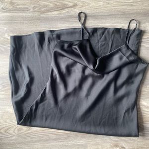Midi Cowl Neck Black Slip Dress